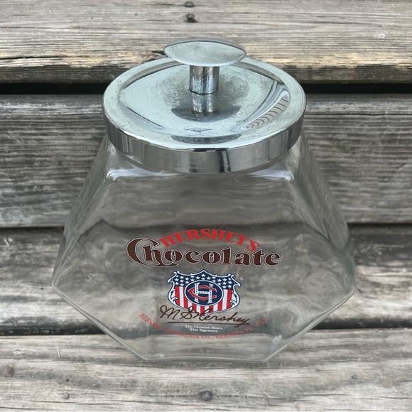 VINTAGE HERSHEY CHOCOLATE DRUGSTORE GLASS CANDY CONTAINER - Picture 2 of 10
